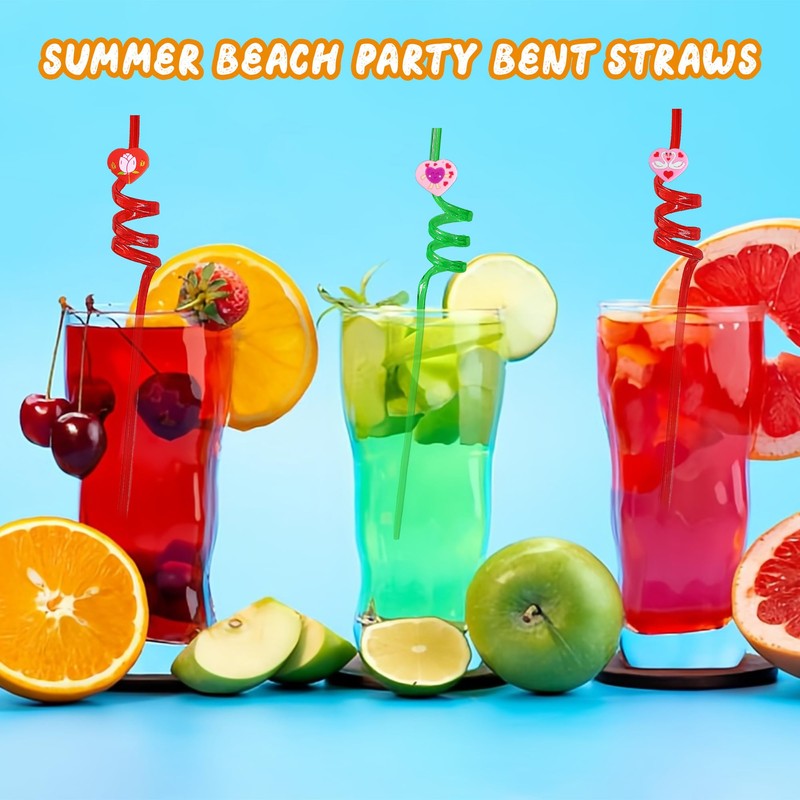 24 Packs Bulk Heart Shape Reusable Plastic Straws, Drink Straws