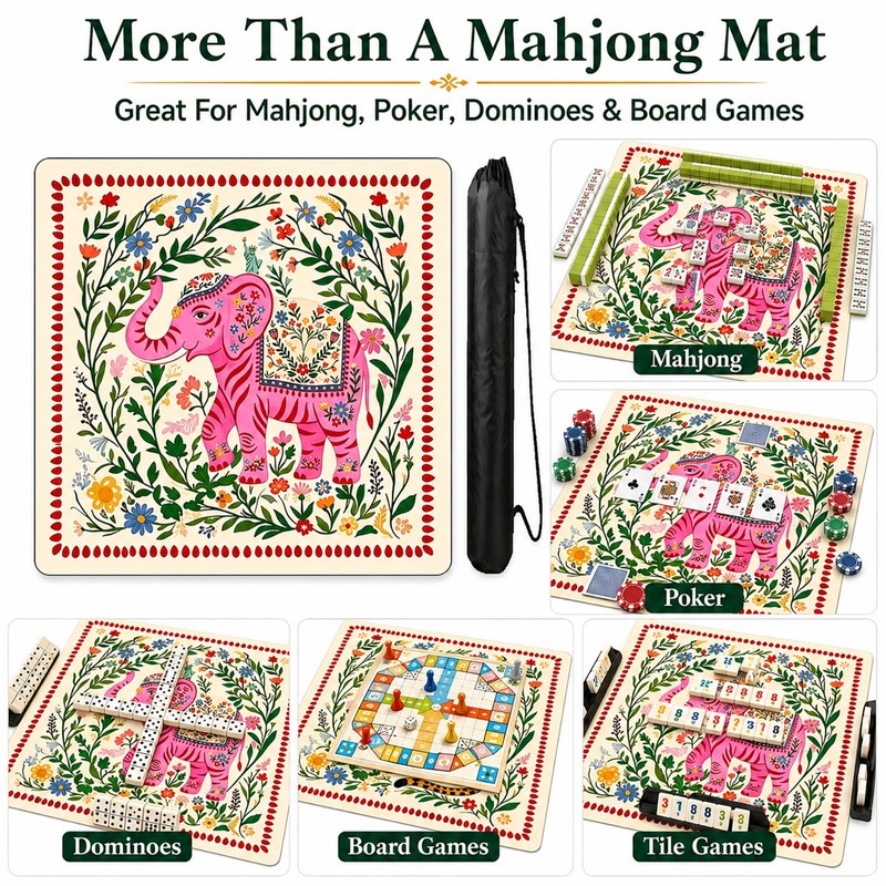 NYNPPUE Mahjong Mat 31.5 x 31.5 Inch, Non-Slip Neoprene Rubber