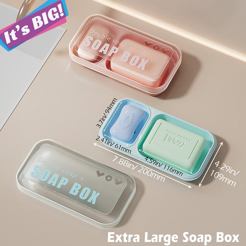 AIDIMMING Large Double Soap Dish, Shampoo and Conditioner Bar Holder