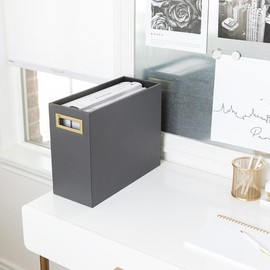 BLU MONACO Magazine Rack : Vegan Leather covered Wood Magazine Rack- Newspaper Holder - Magazine Basket Metal Organiser Console Wooden Console Wooden - color: Black