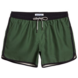 MaaMgic Men's Swimming Shorts Vintage Retro Board Shorts Quick Drying with Mesh Lining and Adjustable Drawstring Reusable, dark green