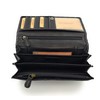 Genuine Leather Women's Wallet Floral Embossed with RFID/NFC Protection, black,