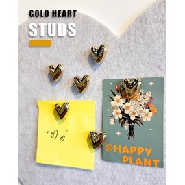 KEYDUACU 30 Alfileres Decorativos de Corazón, Dorados, Ideales para Tablones de Anuncios, Oficina O Hogar (30 Unidades Doradas)
