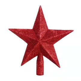 Dzrige 5.9" Glitter Christmas Tree Topper Star,Red Glittered Mini Star Tree Topper - Holiday Xmas Tree Home Shop Mall Decorations Ornaments