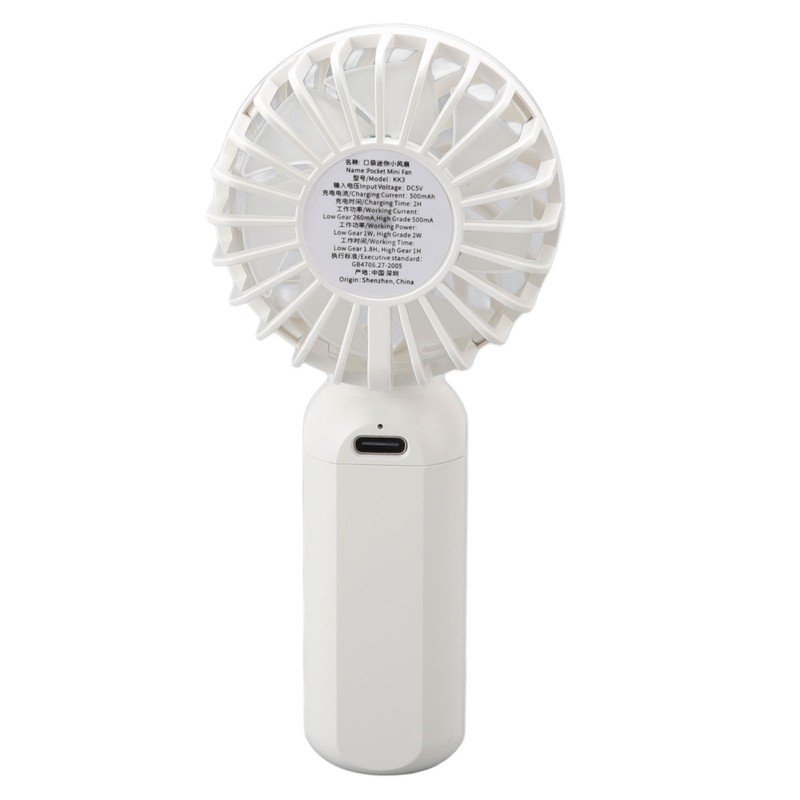 Handheld Fan 5V 3 Levels Wind Adjustment USB Charging Grille