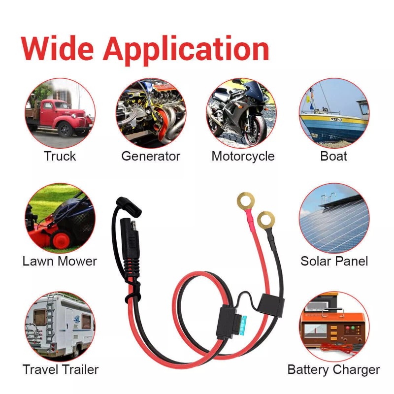 JY 2m 14AWG SAE to O Ring Battery Cable Tender