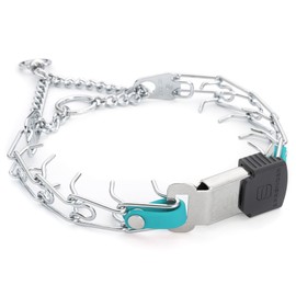 Herm Sprenger Chrome Plated Steel Dog Collar with Quick Release ClicLock Buckle and Biothane Insert Training Collar for Dogs Made in Germany (Sky Blue, 16in x 2.25mm(Neck Size up to 13-14in))