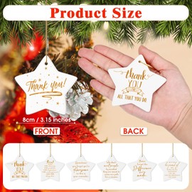 36 Pcs Sieral Christmas Thank You Gifts Appreciation Gifts for Coworkers Ceramic Ornament Teacher Appreciation Gifts Christmas Star Ornament Hanging Plaque Keepsake for Team Volunteer Nurse Gifts