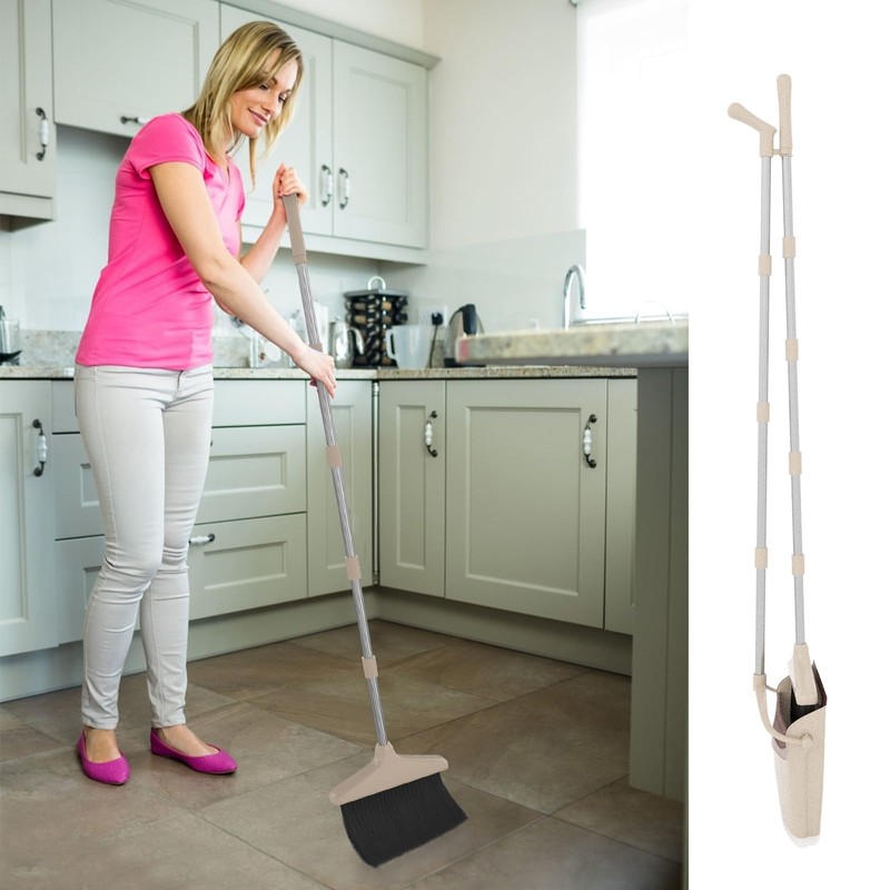 Broom with Dustpan Combo Set 54” Long Handle Household Dust