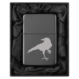 ROLYAD Lighter in Black Silk Lined Gift Box Crow Raven Blackbird (Black)
