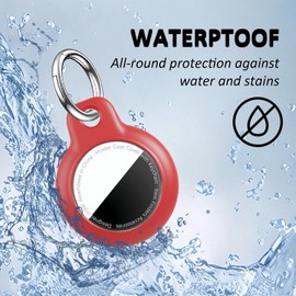 Criyar [4 Pack] Waterproof for AirTag (2nd & 1st Gen) Holder Keychain with Full Wrap Design, Hard PC for Air Tag Case, Scratchproof for GPS Item Finder Tracker Luggage, Bag,Key-Black/Blue/Orange/Red