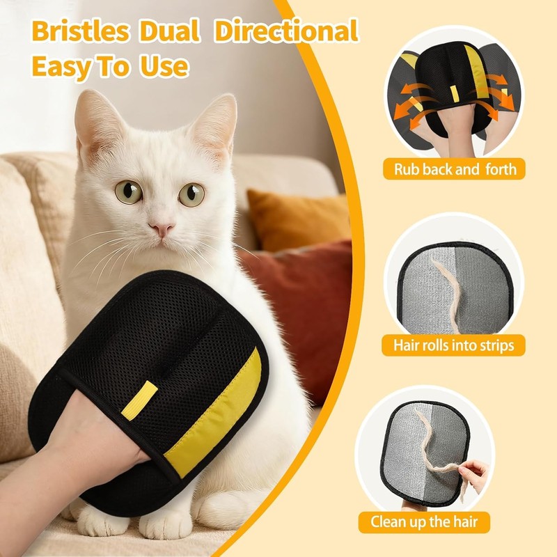 2 Pack Pet Hair Removal Glove, Five-Finger Tool for Dogs
