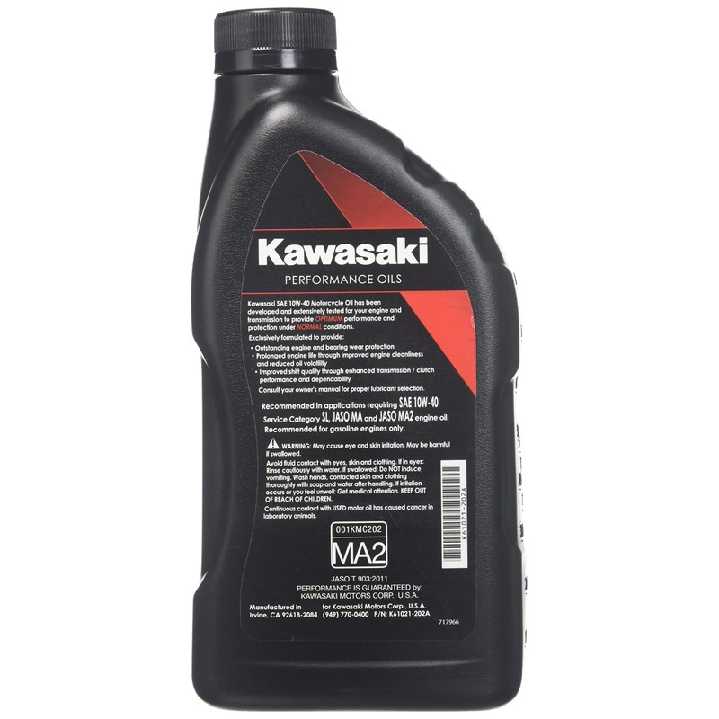 Kawasaki 4-Stroke Motorcycle Engine Oil 10W40 1 Quart K61021-202A