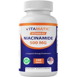 Vitamatic Vitamatic Niacinamide 500 mg 240 Tablets - Flush Free Vitamin B3 - Supports Energy Production
