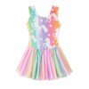 EQSJIU Girls Dance Dress Stripe Unicorn Shinny Leotard with Skirt