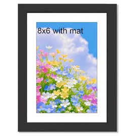 VOMVON 8x6 Frame Black with mat, 8x6 Photo Frame Picture Frame with Acrylic Plexiglass, Certificate Frame Tabletop and Wall Mounting, 15.2x20.4 cm for Portrait