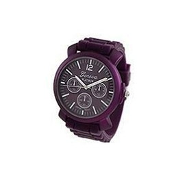 GENEVA PLATINUM 12225212 Decorative Chronograph-style Silicone Watch- PURPLE