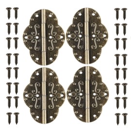 GTHER 4PCS 69x53mm Antique Retro Hinges with Screws for Cabinet Door Cupboard Jewelry Box Gift Wood Box Wooden Furniture, Bronze