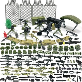 Felicify Weapons Toy Set, 171-Piece Soldier WW2 Weapons Set, Military Toy Set, Military Weapons Set, Military Figures, Soldier Figures, Building Block Toy for Children