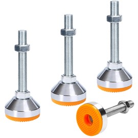 GBKDQQ Heavy Duty Machine Foot, Pack of 4 Adjustable Feet, Height Adjustable, Carbon Steel Levelling Feet with Nuts and Low Noise, Non-Slip Plastic Base, Furniture Feet, Adjustable, D40 x M10 x 80