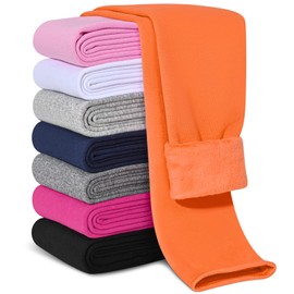 Kiiavoro Girls Fleece Lined Leggings Cotton Kids Winter Warm Leggings Thick Thermal Tights Pants 1 Pack, Orange 4-5T