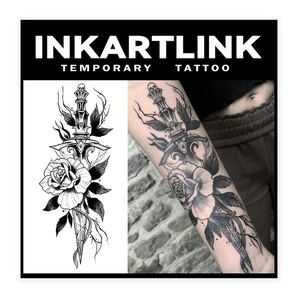 INKARTLINK Tattoo Tech, 2 Sheets Large Semi Permanent Tattoo, Adult