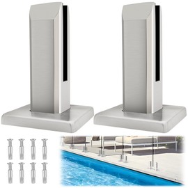 LukLoy Pack of 2 Glass Railing Spigots, 304 Stainless Steel Glass Railing Clamp Pool Fence Spigot Brackets Glass Railing Post Glass Railing System(2 Pack, Brush 960g)