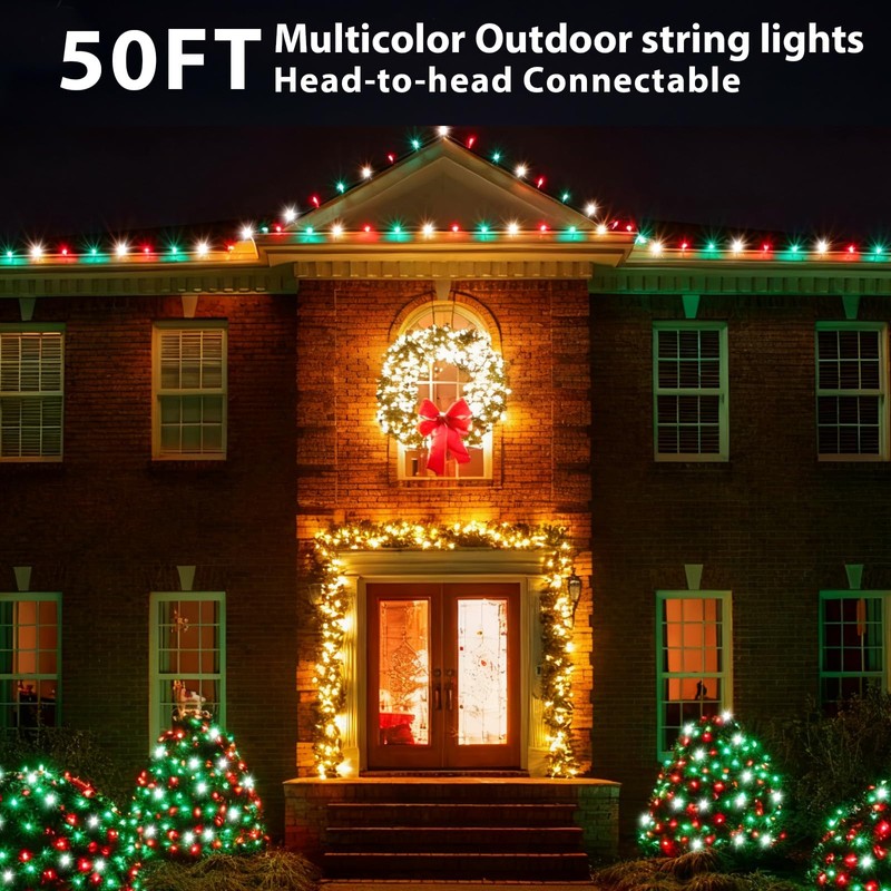 100 LED 50Ft Globe Christmas Lights Outdoor, Round G30 Christmas