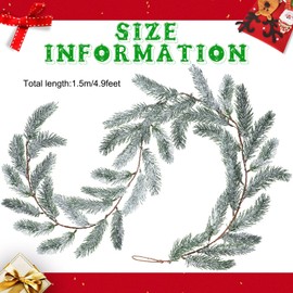 Frosted Artificial Christmas Pine Garland with White Snow Winter Greenery Garland Pine Tree Decor Cedar Garland Flocked Christmas Garland for Table Mantel Fireplace Decoration, 5 Feet