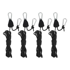 CAPASTEC Adjustable Tent Rope Hanger and Rope, 4 Ropes 12.8 Feet Length, 1/8 Inch, Suitable for Plants and Glow Lights, Various Tie-Down Applications, Black
