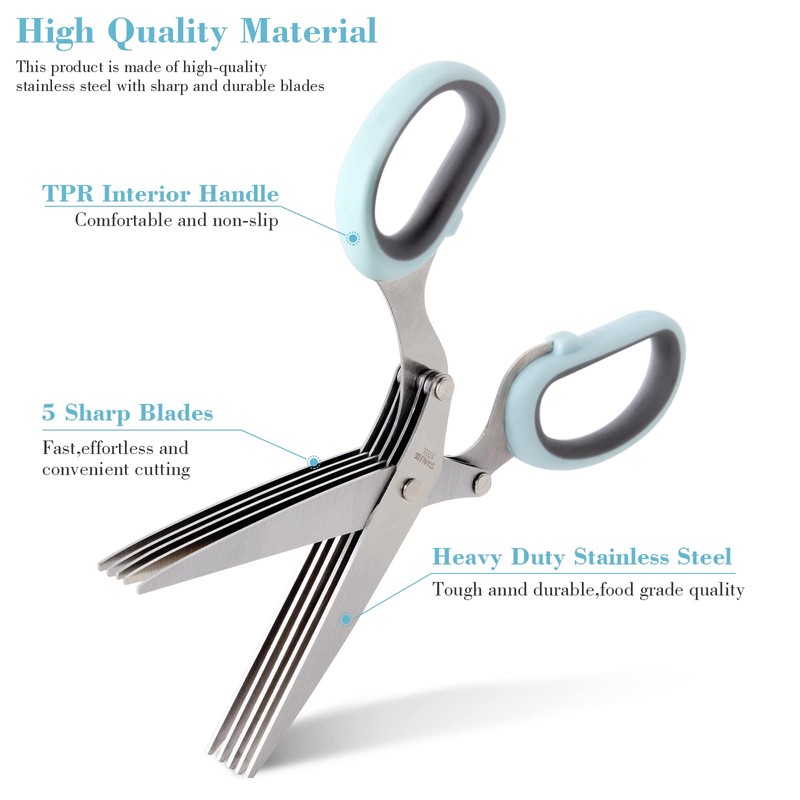 Herb Scissors 5 Blade Kitchen Salad Scissors Set with Herb