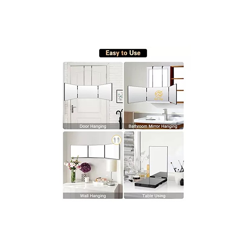 JUSRON Espejo De 3 Vías Para Autocorte De Cabello, 360