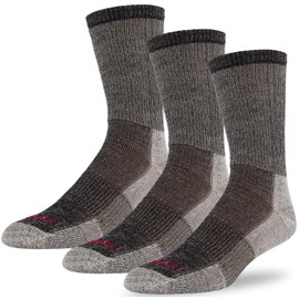 J.B. Field's Hiker GX 74% Merino Wool Hiking Crew Sock, All Season, Trekking & Outdoor Activity, 3 Pairs (Large), Black