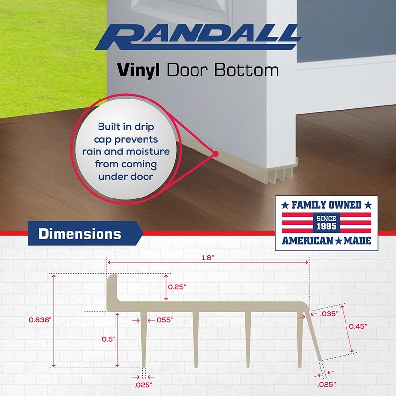 Beige Vinyl Door Bottom for 1 3/4" - 2" Thick