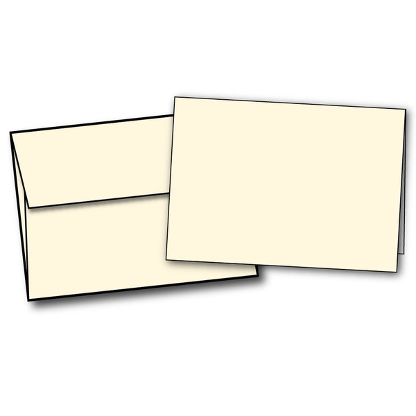 A6 (4 5/8" x 6 1/4") Heavyweight Blank Natural Cream Greeting Card Sets - 40 Cards & Envelopes