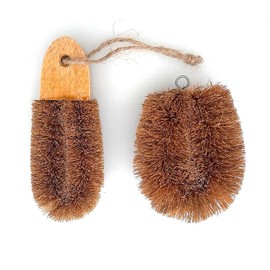 Cleaning Brush Coconut Fiber tawashi Brushes, Vegetable Brush, Potato Scrubber, Natural Cleaning Brushes for Household use, Ideal for Fruits, Veggies and Household use. Pack of 2, Brown