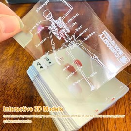 The Body Deck Educational Playing Cards, 3D Transparent Skeleton Design, Interactive Anatomy Learning Cards