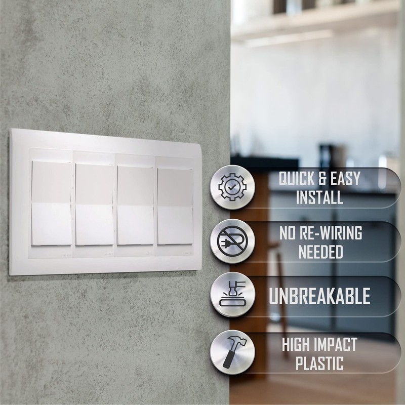 TayMac A4000W Allure Nonmetallic Wallplate Frame with 4-Gang, White