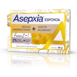 ASEPXIA Fusión 2 en 1 Concha Nácar Jabón - Esponja, Elimina imperfecciones y da un efecto aclarado, Mejora la textura de la piel, Para piel mixta, 80 g