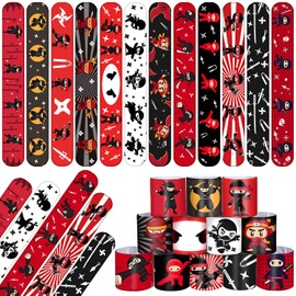 Lcnjscgo Ninjas Party Favors Slap Bracelets Ninjas Themed Birthday Party Gifts Supplies Decoration Ninjas Warrior Slap Bracelet Interactive Toys for Kids Boys School Classroom Prize