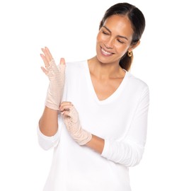 Coolibar UPF 50+ Men's Women's Ouray UV Fingerless Sun Gloves - Sun Protective (X-Large- Beige)