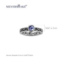 Silvershake Genuine Tanzanite 925 Sterling Silver Stack Stackable Filigree Ring Size 9