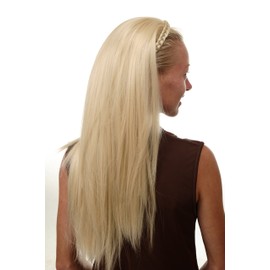 WIG ME UP - TYW60875H-613 Halfwig Hairpiece Extension with braided hair circlet hoop long straight platinum blond 27inch