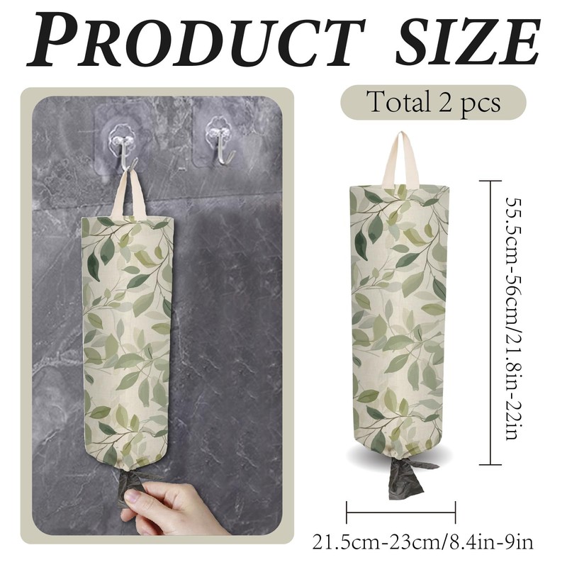 CRASPIRE 2Pcs Green Leaves Plastic Grocery Bag Holder with 4Pcs