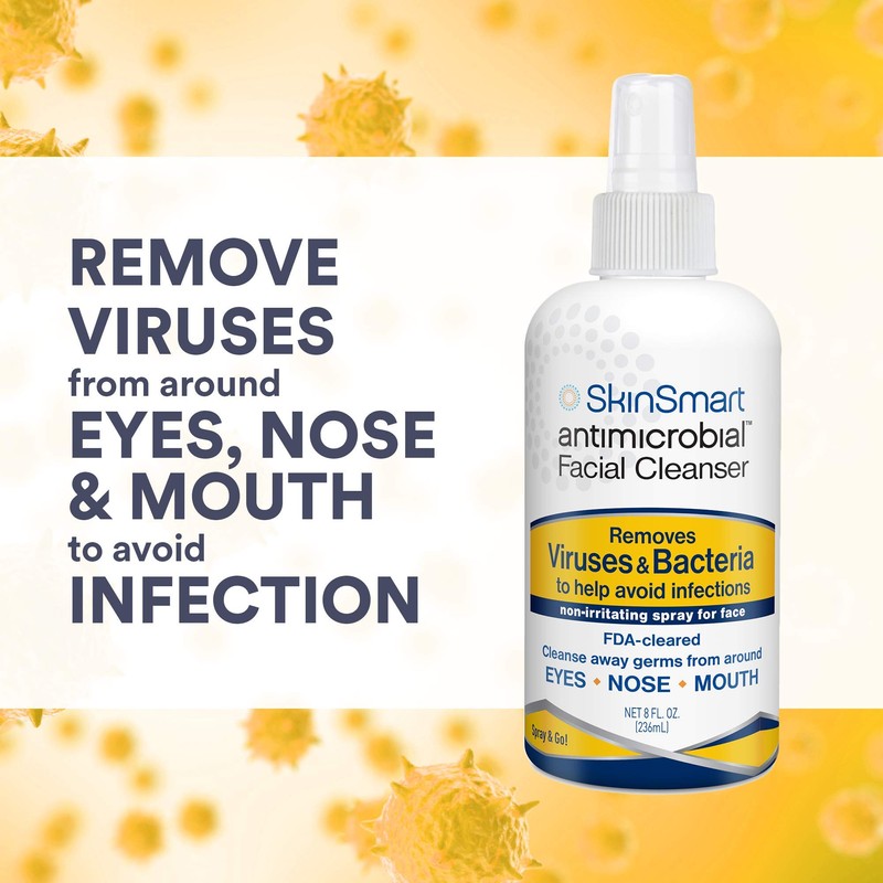 SkinSmart Antimicrobial Facial Cleanser Spray to Remove Viruses and Bacteria