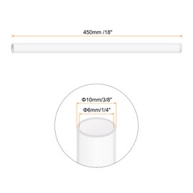 Rebower 18" Clear Plastic Rigid Pipe 6mm x 10mm(1/4" x 3/8") Acrylic Tube Round Polycarbonate Tubing, [for Plumbing, Hydraulics, Aquarium, DIY] - 2Pcs