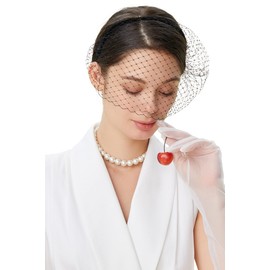 BABEYOND 1920s Flapper Fascinator Mesh Veil Headband Bridal Wedding Tea Party Fascinator Veil for Women (Black)