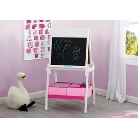 Delta Children MySize Kids Double-Sided Storage Easel -Ideal for Arts & Crafts, Drawing, Homeschooling and More, Bianca White