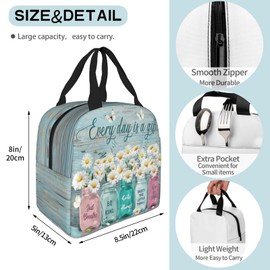 Nebcog Christian Insulated Lunch Bag Religious Lunch Box Gift for Women Inspirational Spiritual Jesus Bible Verses Lunch Bag Leakproof Reusable Cooler Tote for Office Work Picnic