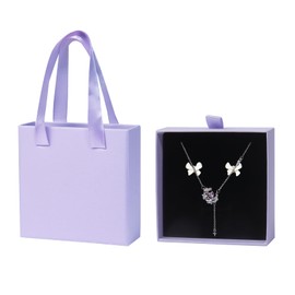 Nideen 10× 10× 3.5cm Jewellery Gift Box with Handle, Small Gift Box for Jewellery Necklace Bracelet Gift Box Small Paper Box for Gift Presents(Purple)